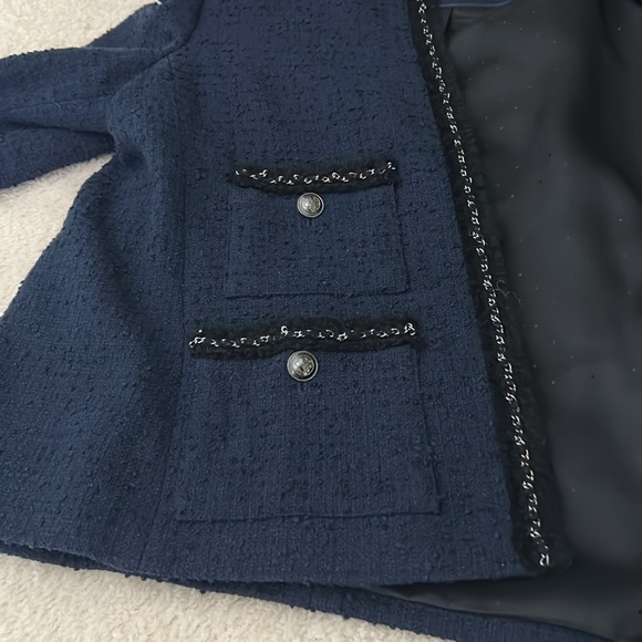 LK Bennett Halyna Navy Tweed Blazer Size 12 - Picture 8 of 14